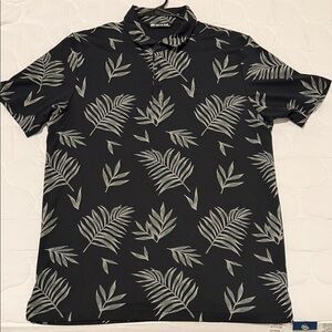 Travis Mathew Black and Green Leaf Print Polo NWOT